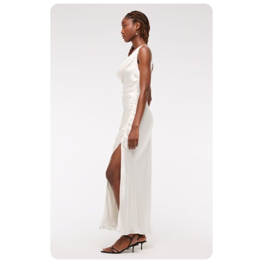 NWT Abercrombie & Fitch Pearl Cowl Neck Sleeveless Draped Maxi Dress sz Medium P - Picture 2 of 8